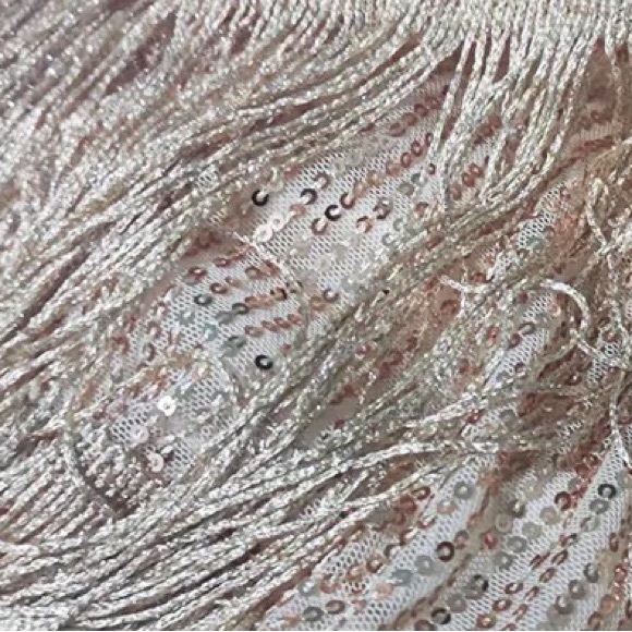 Golden Ballerina Sexy Fringe Feather Mini Dress With Beaded Tassles - Picture 10 of 13